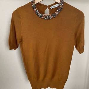 Zara Sweater with Bejeweled Neckline